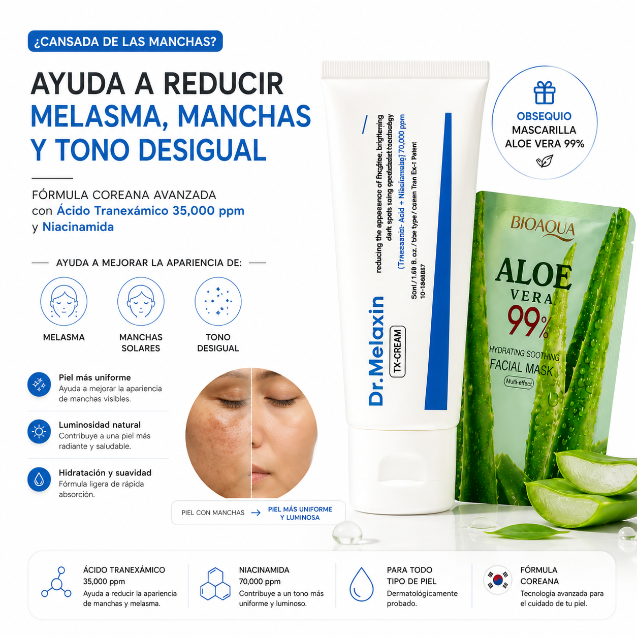 ✨ Recupera la confianza en tu piel con Dr. Melaxin TX Cream + Obsequio